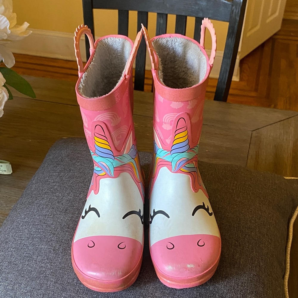 Unicorn Kids Boots - Pink and White